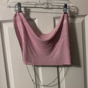Pink Chain Strap Crop Top